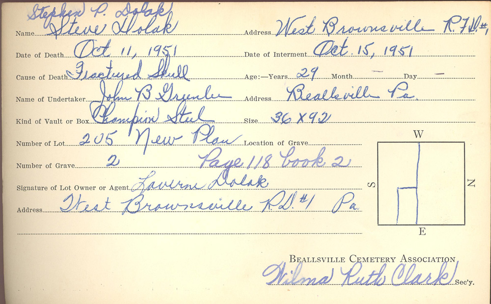 burial card